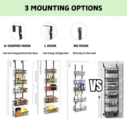 CARLA HOME 4 Tier Adjustable Baskets Over Door Pantry Organiser for Home Kitchen-2042061563908722691