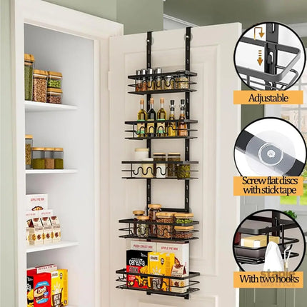 CARLA HOME 4 Tier Adjustable Baskets Over Door Pantry Organiser for Home Kitchen-2042061563908722689