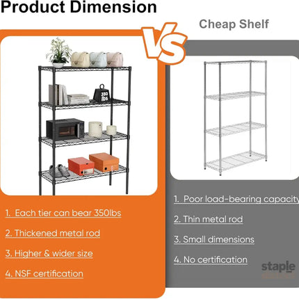 CARLA HOME 4-Tier Adjustable Metal Storage Shelves Wire Rack Organizer for Kitchen, Pantry, Bathroom or Laundry Room (60cm W x 40cm D x 140 cm H)-2042061546527526915