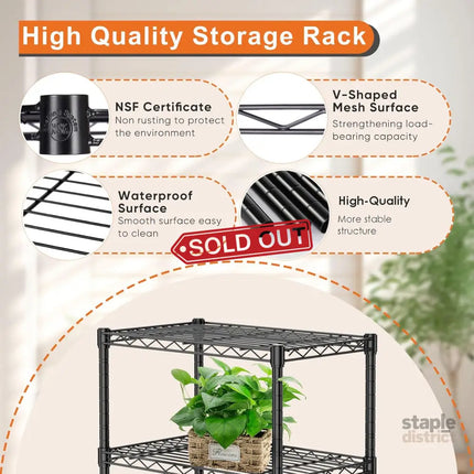 CARLA HOME 4-Tier Adjustable Metal Storage Shelves Wire Rack Organizer for Kitchen, Pantry, Bathroom or Laundry Room (60cm W x 40cm D x 140 cm H)-2042061546527526917