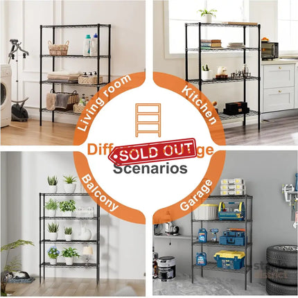CARLA HOME 4-Tier Adjustable Metal Storage Shelves Wire Rack Organizer for Kitchen, Pantry, Bathroom or Laundry Room (60cm W x 40cm D x 140 cm H)-2042061546527526914