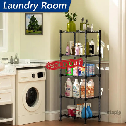 CARLA HOME 4-Tier Adjustable Metal Storage Shelves Wire Rack Organizer for Kitchen, Pantry, Bathroom or Laundry Room (60cm W x 40cm D x 140 cm H)-2042061546527526918