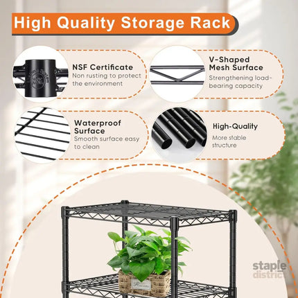 CARLA HOME 4-Tier Adjustable Metal Storage Shelves Wire Rack Organizer for Kitchen, Pantry, Bathroom or Laundry Room (60cm W x 40cm D x 140 cm H)-2042061546527526917