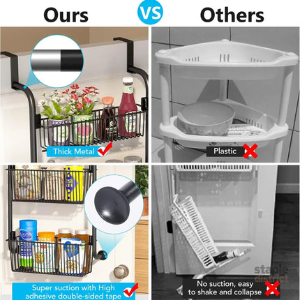 CARLA HOME 4-Tier Over the Door Organizer Heavy-Duty Metal Pantry Rack with Hanging Baskets for Home Kitchen Storage & Bathroom Door Organization-2050057511297486852
