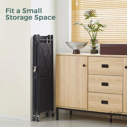 CARLA HOME 5-Tier Foldable Storage Shelf with Wheels for Kitchen, Garage, Pantry or Basement (Black)-2042061535018356742