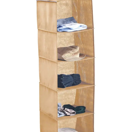 CARLA HOME  5 Tier Shelf Hanging Closet Organizer and Storage for Clothes (Beige)-2042061555507531776