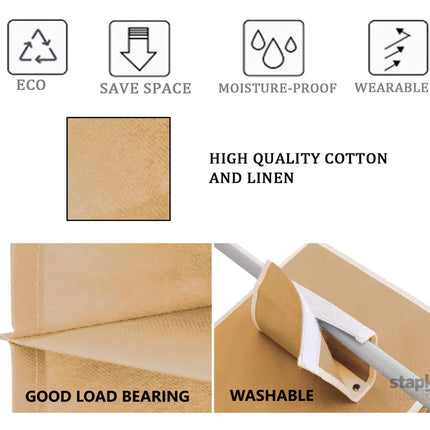 CARLA HOME  5 Tier Shelf Hanging Closet Organizer and Storage for Clothes (Beige)-2042061555507531779