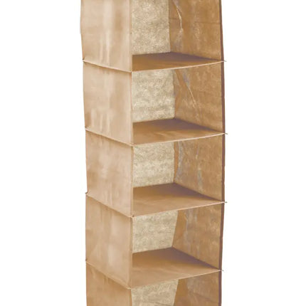CARLA HOME  5 Tier Shelf Hanging Closet Organizer and Storage for Clothes (Beige)-2042061555507531784