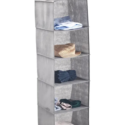CARLA HOME  5 Tier Shelf Hanging Closet Organizer and Storage for Clothes (Grey)-2042061555302010880