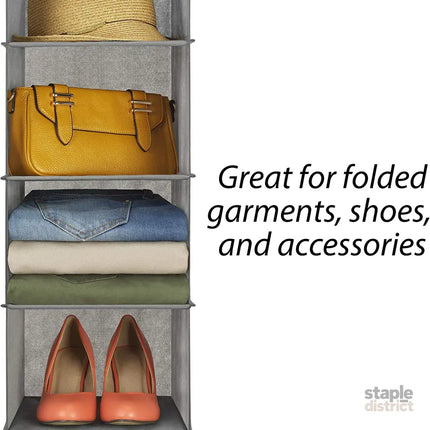 CARLA HOME  5 Tier Shelf Hanging Closet Organizer and Storage for Clothes (Grey)-2042061555302010881