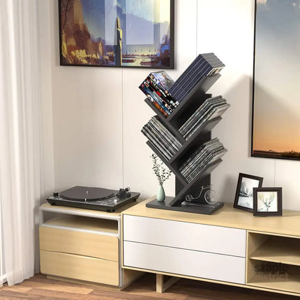 CARLA HOME 5-Tier Tree Bookshelf Storage Rack for Home Office or Bedroom (Black)-2042061543272747014