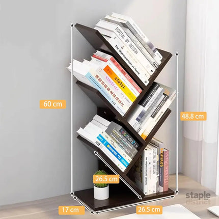 CARLA HOME 5-Tier Tree Bookshelf Storage Rack for Home Office or Bedroom (Black)-2042061543272747009