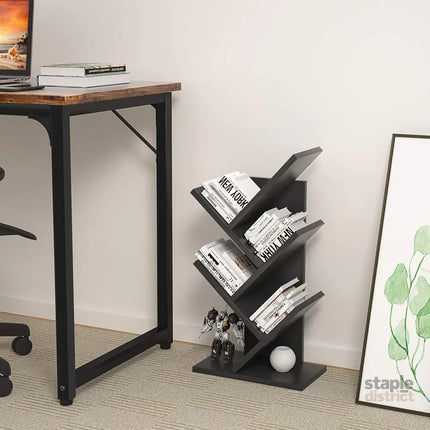 CARLA HOME 5-Tier Tree Bookshelf Storage Rack for Home Office or Bedroom (Black)-2042061543272747017