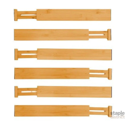 CARLA HOME  6 Pack Bamboo Adjustable Kitchen Drawer Dividers (Large, 44-55 cm)-1978962237007728648