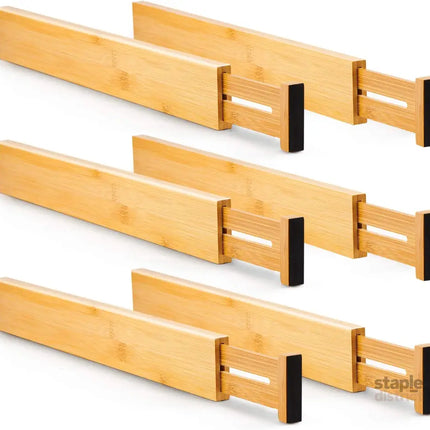 CARLA HOME  6 Pack Bamboo Adjustable Kitchen Drawer Dividers (Large, 44-55 cm)-1978962237007728640