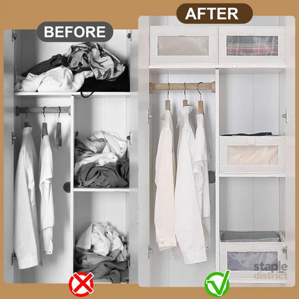 CARLA HOME 6 Pack Closet Storage Bins with Clear Window for Shelves, Clothes, Toys, Wardrobe & Bedroom Organization-2050057505802948611
