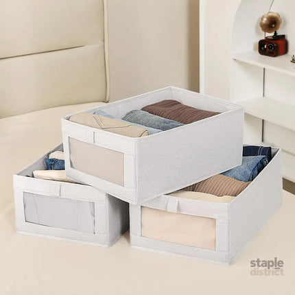 CARLA HOME 6 Pack Closet Storage Bins with Clear Window for Shelves, Clothes, Toys, Wardrobe & Bedroom Organization-2050057505802948614