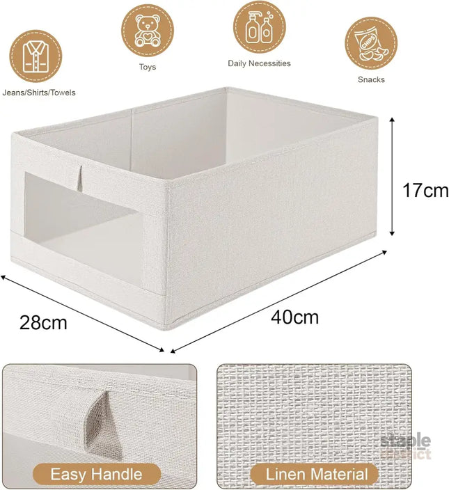 CARLA HOME 6 Pack Closet Storage Bins with Clear Window for Shelves, Clothes, Toys, Wardrobe & Bedroom Organization-2050057505802948610