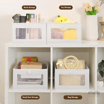 CARLA HOME 6 Pack Closet Storage Bins with Clear Window for Shelves, Clothes, Toys, Wardrobe & Bedroom Organization-2050057505802948613