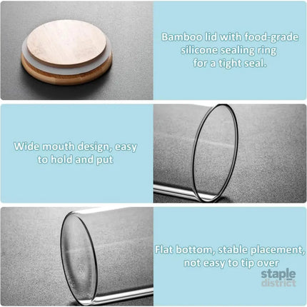 CARLA HOME 6 Pack Glass Storage Jars with Bamboo Lids for Kitchen Pantry, Pasta, Snacks, Cookies, Candy & More-2042061551824932873