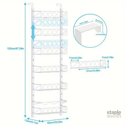 CARLA HOME 6 Tier Adjustable Baskets Over Door Pantry Organiser for Home Kitchen-2042061564298792966