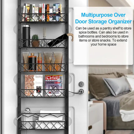 CARLA HOME 6 Tier Adjustable Baskets Over Door Pantry Organiser for Home Kitchen-2042061564110049284