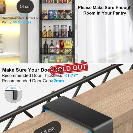 CARLA HOME 6 Tier Adjustable Baskets Over Door Pantry Organiser for Home Kitchen-2042061564110049285
