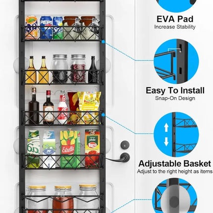 CARLA HOME 6 Tier Adjustable Baskets Over Door Pantry Organiser for Home Kitchen-2042061564110049282