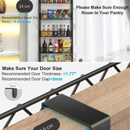 CARLA HOME 6 Tier Adjustable Baskets Over Door Pantry Organiser for Home Kitchen-2042061564110049285
