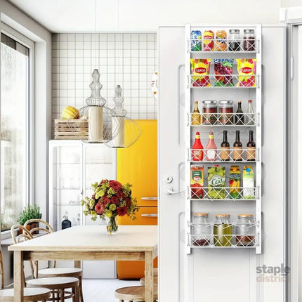 CARLA HOME 6 Tier Adjustable Baskets Over Door Pantry Organiser for Home Kitchen-2042061564298792967