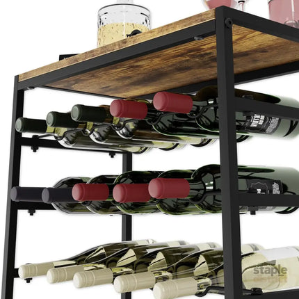 CARLA HOME 6-Tier Freestanding Wine Rack for 30 Bottles with Wood Countertop and Sturdy Metal Frame-2042061567222222852