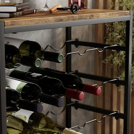 CARLA HOME 6-Tier Freestanding Wine Rack for 30 Bottles with Wood Countertop and Sturdy Metal Frame-2042061567222222850