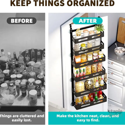 CARLA HOME 6 Tier Over the Door Organizer with Adjustable Metal Pantry Storage Rack and Hanging Baskets for Kitchen and Bathroom-2042061553968222215