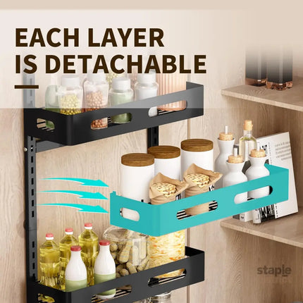 CARLA HOME 6 Tier Over the Door Organizer with Adjustable Metal Pantry Storage Rack and Hanging Baskets for Kitchen and Bathroom-2042061553968222212