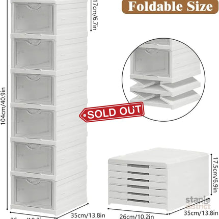 CARLA HOME 6-Tier Stackable Shoe Storage Box Organizer with Clear Door for Closet, Entryway or Cabinet-2042061552038842369