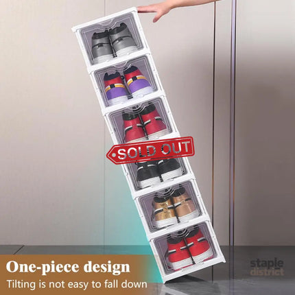 CARLA HOME 6-Tier Stackable Shoe Storage Box Organizer with Clear Door for Closet, Entryway or Cabinet-2042061552038842373