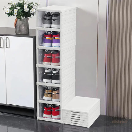 CARLA HOME 6-Tier Stackable Shoe Storage Box Organizer with Clear Door for Closet, Entryway or Cabinet-2042061552038842368