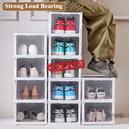 CARLA HOME 6-Tier Stackable Shoe Storage Box Organizer with Clear Door for Closet, Entryway or Cabinet-2042061552038842370