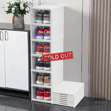 CARLA HOME 6-Tier Stackable Shoe Storage Box Organizer with Clear Door for Closet, Entryway or Cabinet-2042061552038842368