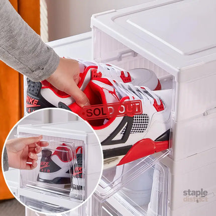 CARLA HOME 6-Tier Stackable Shoe Storage Box Organizer with Clear Door for Closet, Entryway or Cabinet-2042061552038842375