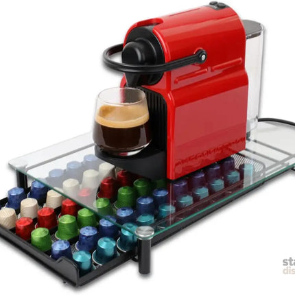 CARLA HOME 60 Coffee Pod Holder Drawer with Tempered Glass Capsule Organizer for Nespresso Pods and Sliding Drawer for