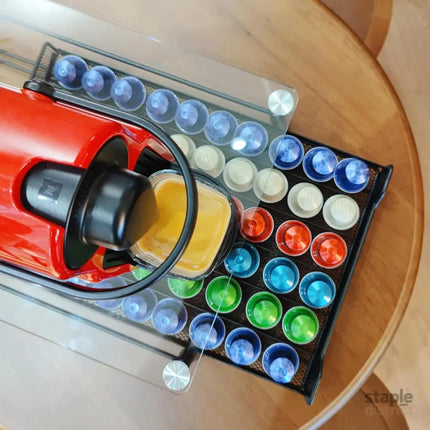 CARLA HOME 60 Coffee Pod Holder Drawer with Tempered Glass Capsule Organizer for Nespresso Pods and Sliding Drawer for