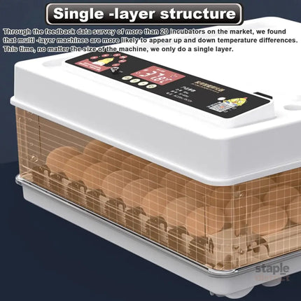 CARLA HOME 70 Egg Incubator with Automatic Turning, LED Display, Humidity & Temperature Control, Auto Water System & Built-in Egg Candler for Chicken, Duck, Quail, Goose-2050057513516273667