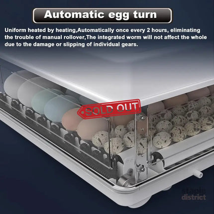CARLA HOME 70 Egg Incubator with Automatic Turning LED Display Humidity & Temperature Control Auto Water System &