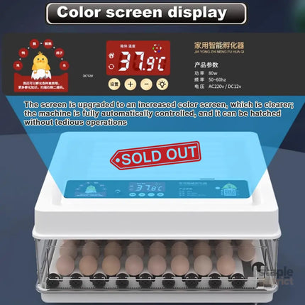 CARLA HOME 70 Egg Incubator with Automatic Turning LED Display Humidity & Temperature Control Auto Water System &