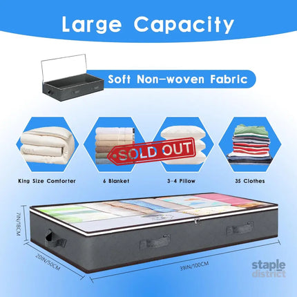 CARLA HOME 8 Pack Underbed Storage Bins with 90L Large Capacity Storage Containers for Comforters, Linen, Pillows, Toys, Towels, Blankets-2050057513046511617
