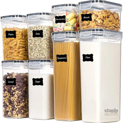 CARLA HOME 8 Piece Airtight Food Storage Containers Set with Lids & Labels for Kitchen Storage-2050057506415316992