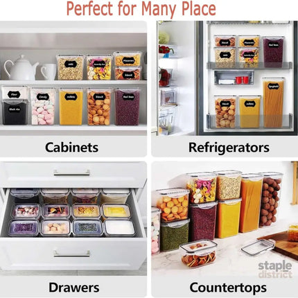 CARLA HOME 8 Piece Airtight Food Storage Containers Set with Lids & Labels for Kitchen Storage-2050057506415316996