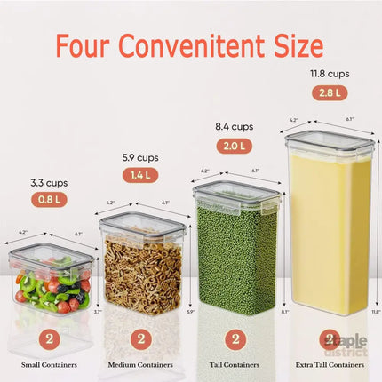 CARLA HOME 8 Piece Airtight Food Storage Containers Set with Lids & Labels for Kitchen Storage-2050057506415316994