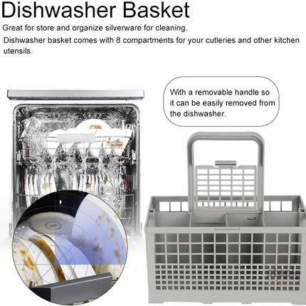 CARLA HOME 8 Slot Universal Dishwasher Cutlery Basket with Handle and Lid which Fits Most Brands (240mm X 135mm X